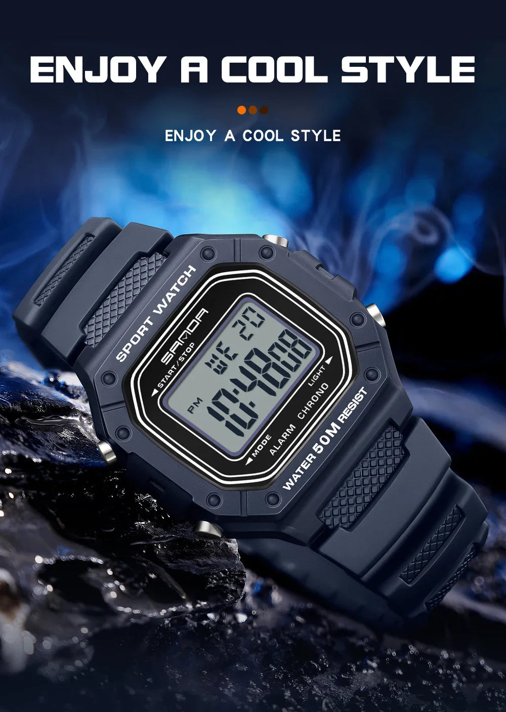 SANDA 2156 Fashion Men's Watches Waterproof Sports Watch For Man Military S-style Shock Stopwatch Shockproof Digital Wristwatch
