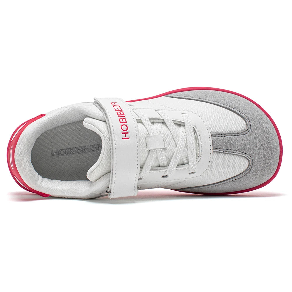 HOBIBEAR Boys Girls Barefoot Shoes Wide Toe Zero Drop Sneakers Retro Lightweight Hook Loop Minimalist Shoes for Big Kids
