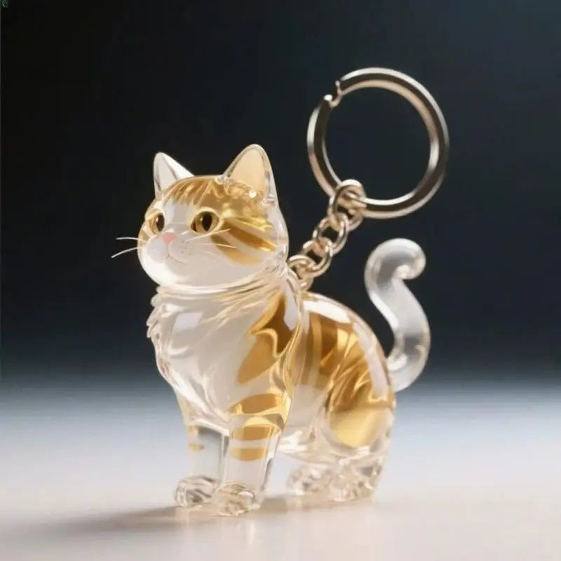 (HB05)Cute Cat Hair Storage Keychain Bag Pendant Transparent Pet Fur Keepsake Capsule Souvenir Collection Gift Decoration