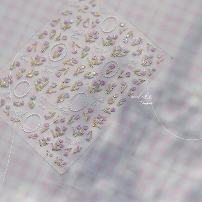 White Flower Petal Cherry Blossom Peach Blossom Falling Petal Floral Gradient 5D Self Adhesive Nail Art Sticker Manicure Decals