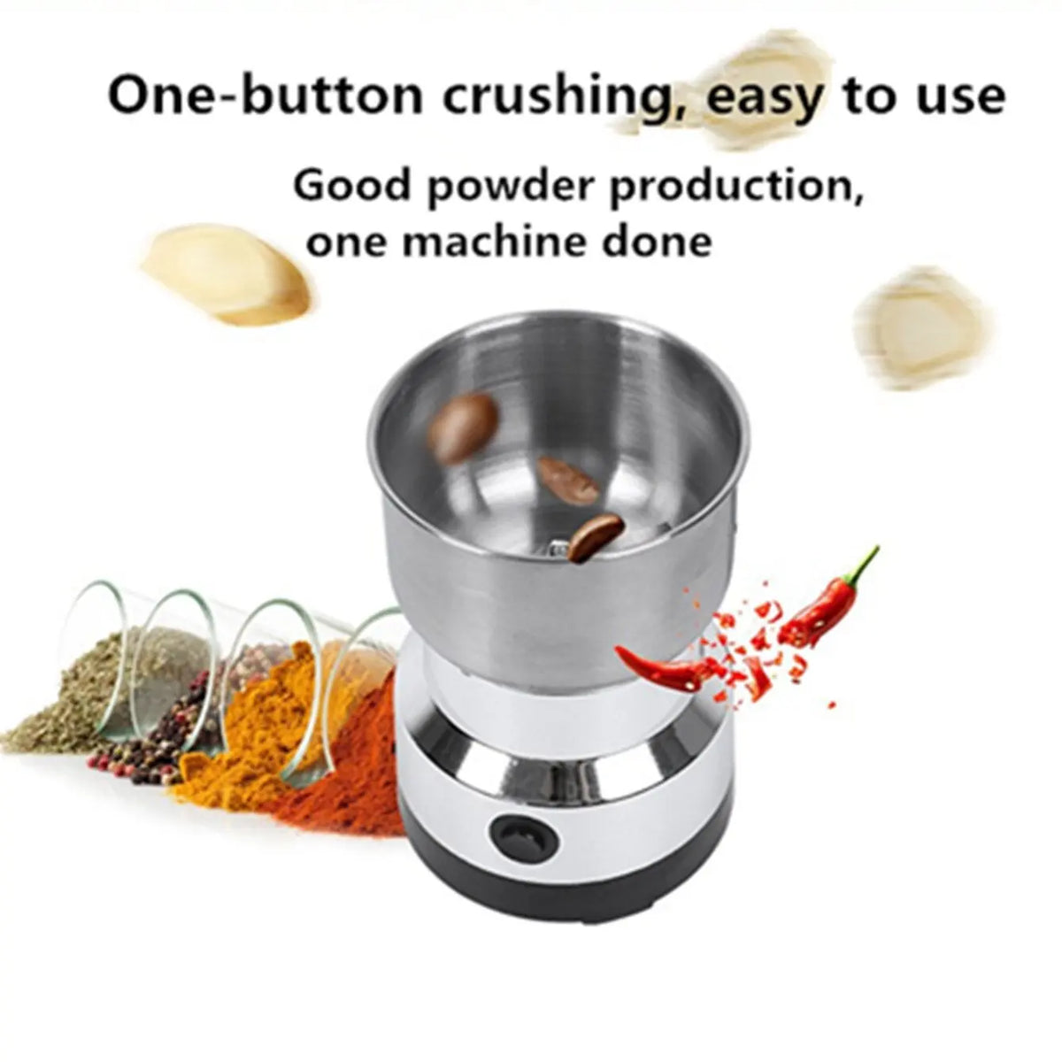 Electric Coffee Grinder, Multifunctional Kitchen Grain Grinder with 4 Sharp Blades, Fast Grinding for Coffee Beans, Nuts, Spices