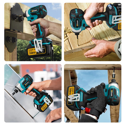 Gisam Cordless Electric Impact Screwdriver 688NM Power Tool Rechargeable Brushless Wrench Driver Kit for Makita 18V Battery Pins
