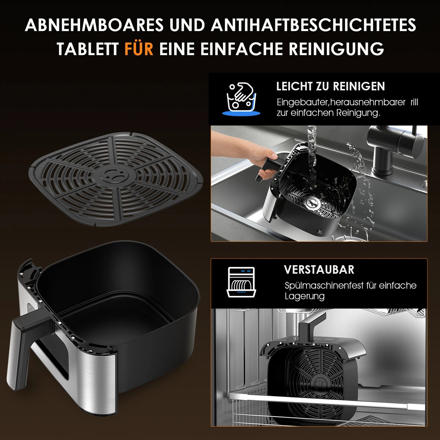 Visible Air Fryer 9L Large Airfryer, 10 Preset Functions, Roast, Bake, Dehydrate, Reheat , Quiet, Non-Stick