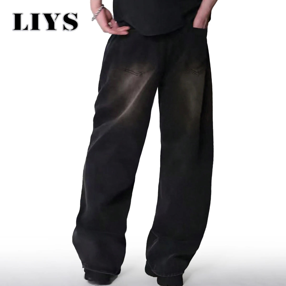 Four Season Men's Jeans Korean Version Student Casual Pants High Street Straight Loose Wide Leg Jeans Black Grey Blue Baggy Jean