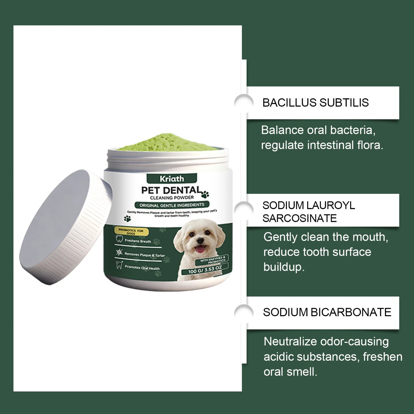 Dog Dental Care Powder Cat Breath Freshener Plaque Tartar Control Pet Oral Hygiene Natural Enzyme Teeth Cleaning Healthy Gums