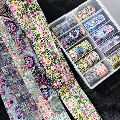 10Rolls Halloween  Flower Plaid Angel Marble  Bow Nail Foils Transfer Paper  Nail Art Stickers   Decal  Nails Decoration