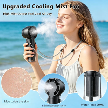 Portable Water Mist Fan Humidifier Fan Rechargeable 4 Wind Speed Hanging Neck Fan Handheld Water Spray Fan for Outdoor Travel