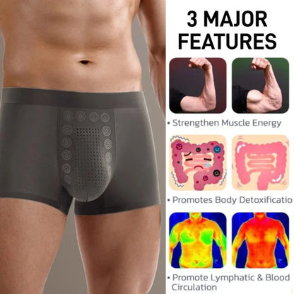 5 pcs Men's Boxer Briefs with Massage Beads Magnetic Therapy Mid Waist Breathable Quick Dry Men's Underwear for Sports Fitness