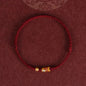 Hand Braided Red Rope Bracelet Copper Lucky Bead Hand Rope Couple Bracelet Simple Buckle Ethnic Original Female Accessory