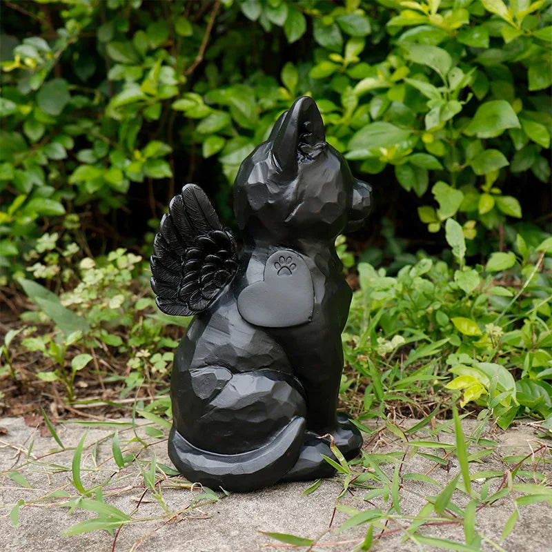 Hot-selling Standing Cat and Dog Urn Amazon Explosion Black Angel Pet Commemorative Urn Sealed Pet Ashes Urn Storage Box