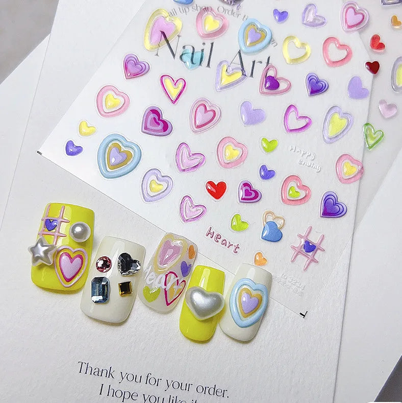 Line Flower Powder Blusher Love Heart High Quality Jelly Series Adhesive Nail Sticker Nail Art Decoration Decals Design T-2830