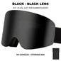 Professional Ski Goggles Adult Frameless Snow Goggles 100% UV400 Anti-Fog Magnetic Replaceable Lenses Snowboard Goggles