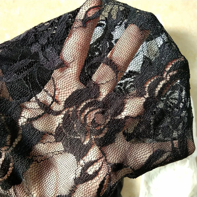New Retro Sexy Net Yarn Lady Rose Lace Elegant Through Leggings Pants Footless Black White Women Summer Skinny Nine Pants