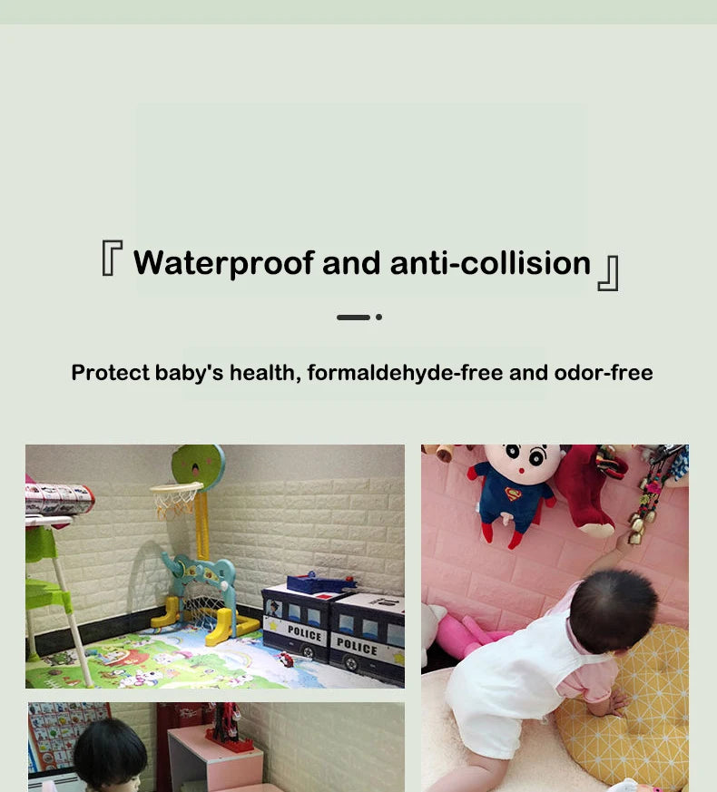 Self Adhesive PVC Waterproof Wallpaper For Home Decoration Peel and Stick 3D Foam Faux Brick Pattern Wall Stickers 70cmx2m