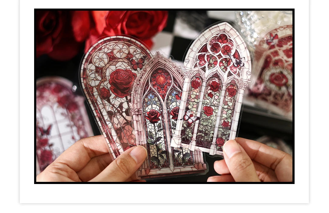 10pcs Flowers Window Sticker PET Materials Collage Junk Journal DIY Scrapbooking Supplies Aesthetics Decor Sticker