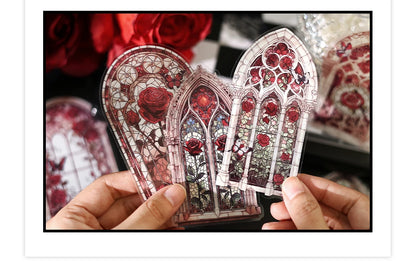 10pcs Flowers Window Sticker PET Materials Collage Junk Journal DIY Scrapbooking Supplies Aesthetics Decor Sticker