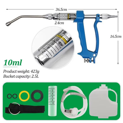 5ml 10ml 20ml 30ml Veterinary Metal Feeding Gun Continuous Drench Gun for Cattle Sheep Goat Drenching Gun with Bottle Farm Tools