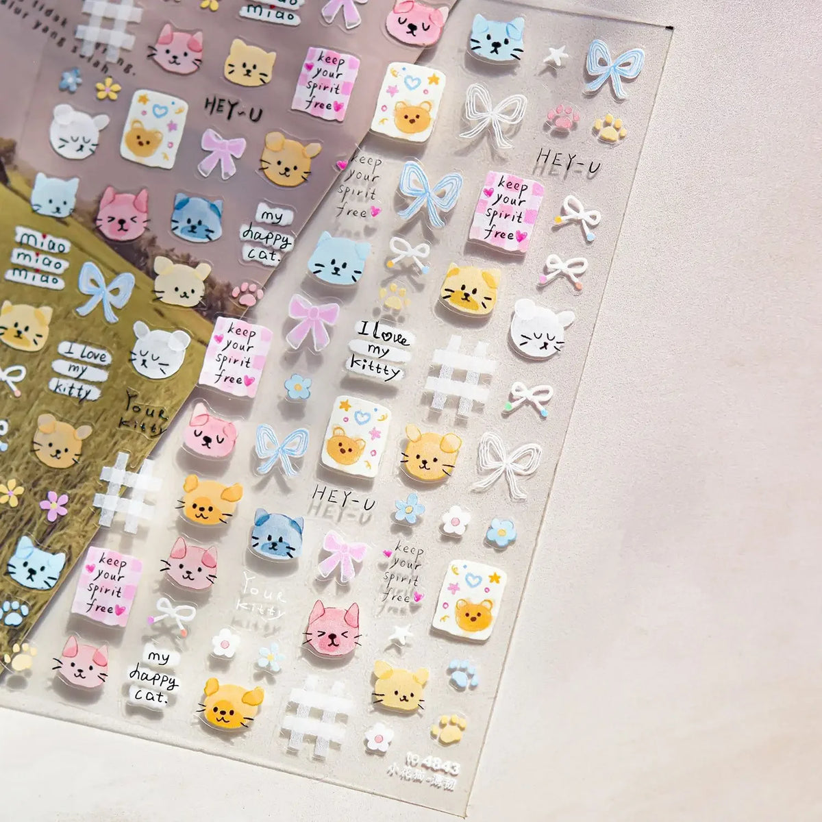 Cute Animal Face 5D Nail Art Stickers Cartoon Cat Bunny Dog Mouse Kawaii Expressions Simple Self Adhesive Manicure Decal DIY