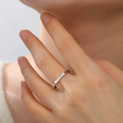 Couple Engrave Name Finger Ring Personalized Custom Gift For Woman Men Wedding Marry Love Silver Color Stainless Steel Jewelry