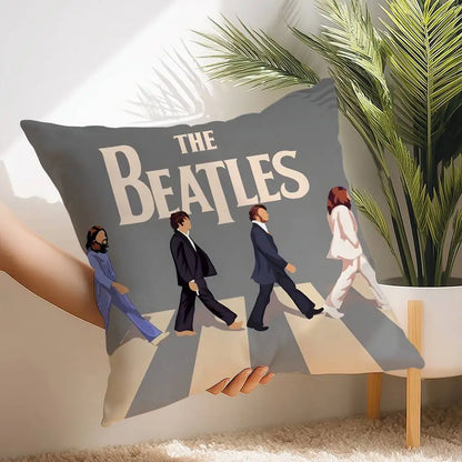 The B-beatles Band Pillow Case Short Plush Print Cushion Cover Square Throw Pillow Covers Sofa Home Decor