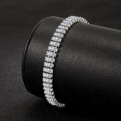 Noble 925 Sterling Silver Bracelet Elegant Zircon Crystal Fine Jewelry For Women Girl Engagement Wedding Glamour 18CM