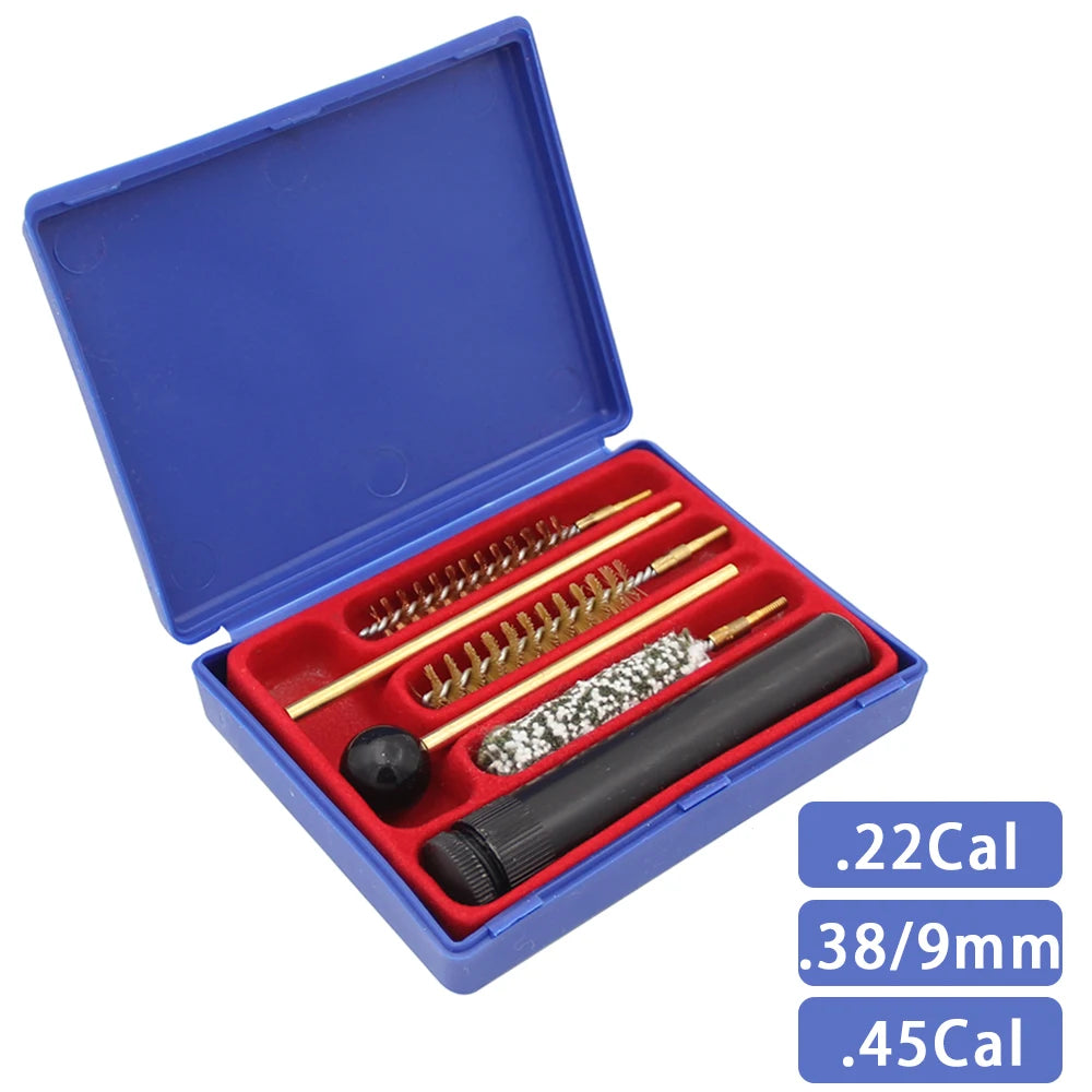 5Pcs/Set Gun Cleaning Kit Pistol Bore Cleaner Brush/Mop for .22/.223/.357/.38/.45 Cal 9mm 5.56mm Universal Gun Cleaning Set
