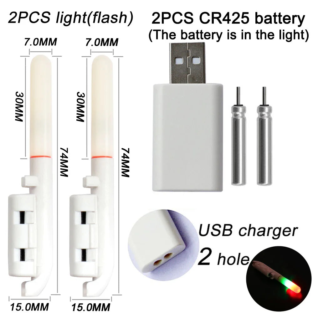 Electronic Fishing Light CR425 3.6V Battery USB Charge Rod Sense Strike Indicator LED Stick Pesca Tackle Night Bright Flash Lamp
