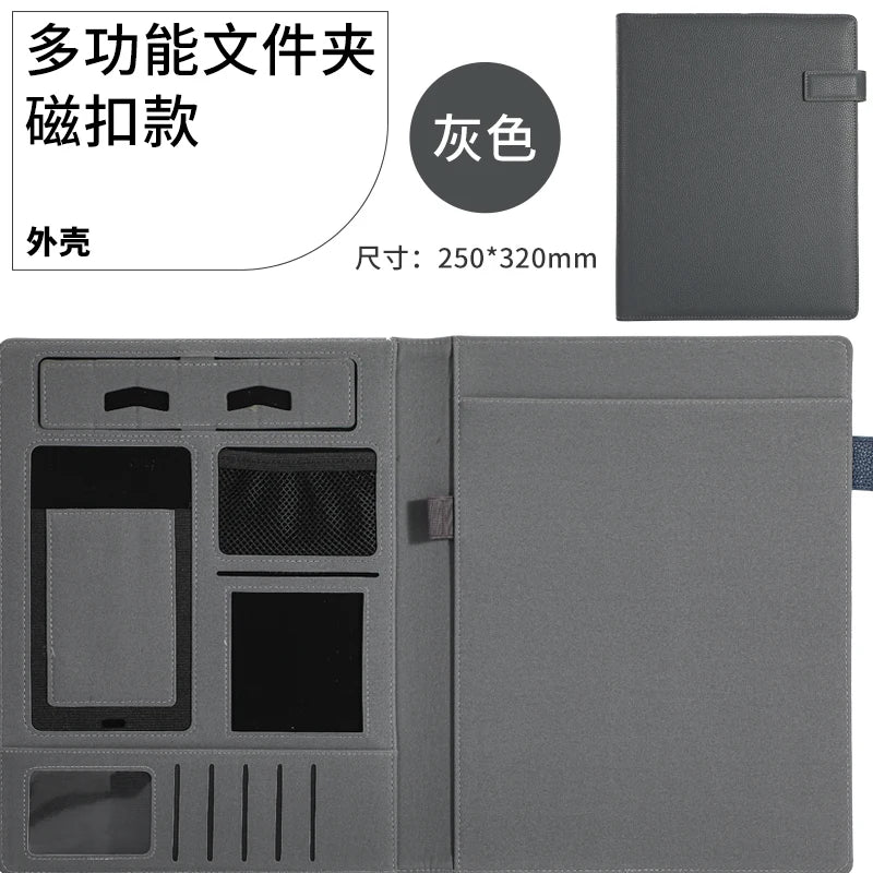 A4 Multifunctional Meeting Folder | Leather - like Finish. Organize Phone, Cards & Notes. Ideal for Business & Productivity!