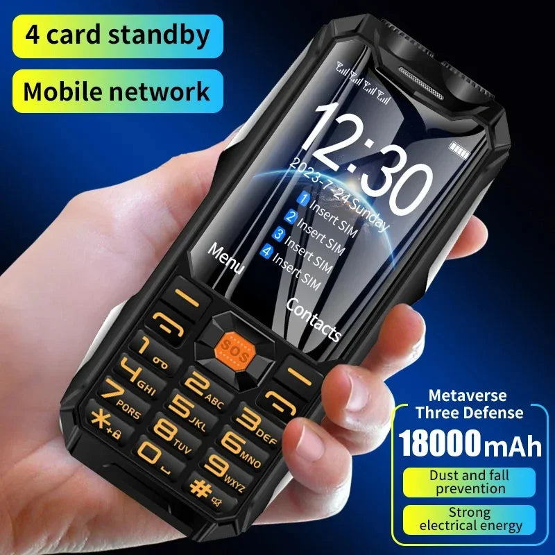 YEEMI Q9 GSM 2G&4G Network Mobile Phone 2G 4SIM 4G 2SIM Cards Rugged Bar Cellphone 3.5“ HD Display Big Battery Loud Sound Phone