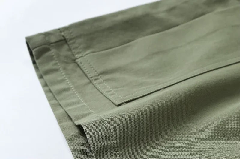Men's Wear-Resistant Shorts Summer Beach Casual Cargo Short Pants Multi-Pocket Workwear Breathable Loose Straight Solid Shorts