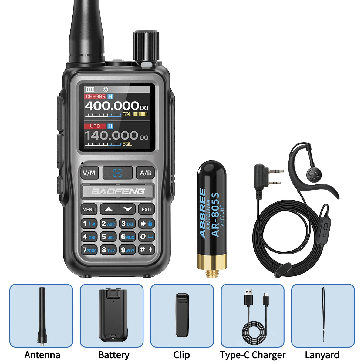 BAOFENG UV-5R Mini Walkie Talkie Full Band Bluetooth Programming Wireless Copy Frequency 999CH AM FM Type-C Long Range Ham Radio