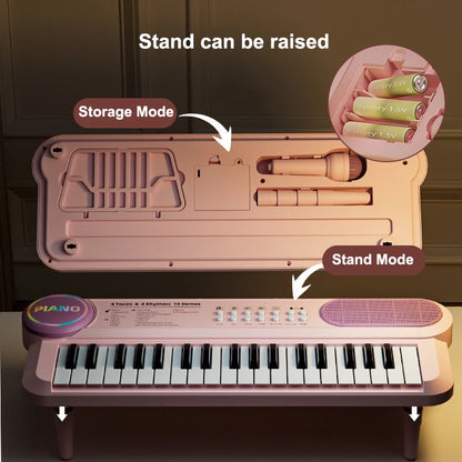 Children's Piano Keyboard 37 Keys Multifunctional Electronic Piano with Microphone Children's Early Education Educational Toys