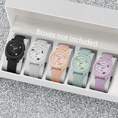 1/3/10PCS Fashion Silicone Band Women Quartz Watches Set Casual Arabic Dial Wristwatch for Girls Clock Reloj Hombre（Without Box）
