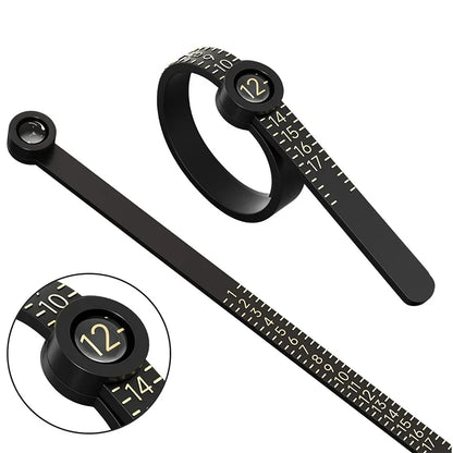 Adjustable Ring Sizer with Magnifier US/UK/EU/HK Size Chart Reusable Finger Measuring Tool for Accurate Ring Sizing