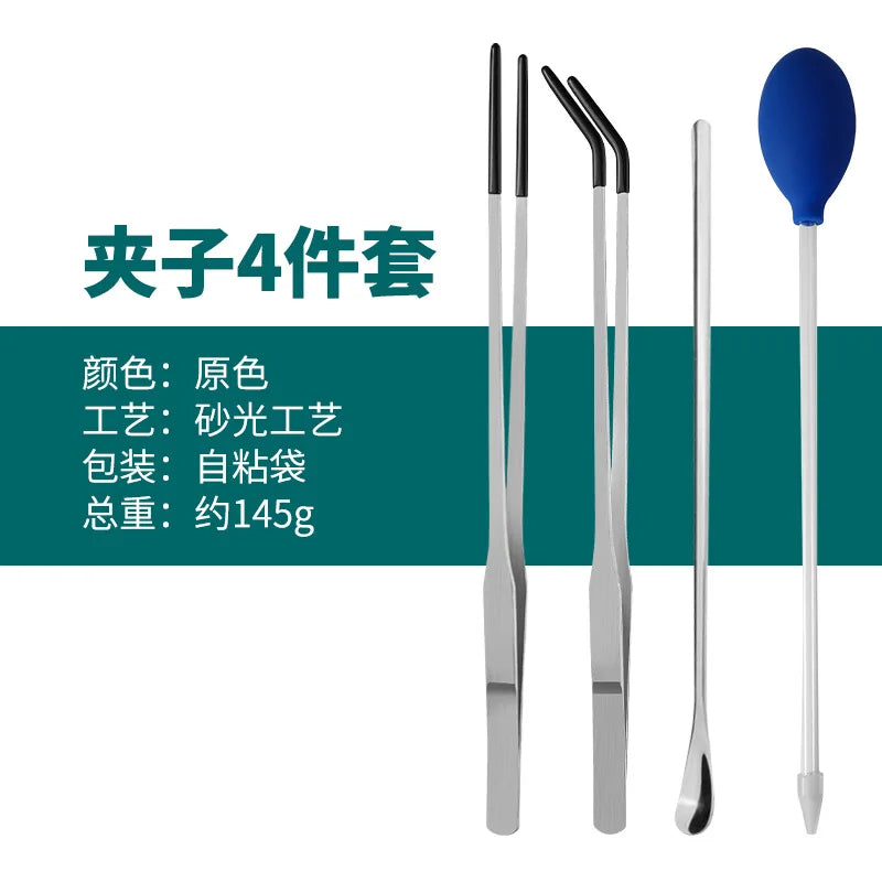 Stainless Steel Reptile Feeding Tongs With Rubber Tips Aquarium Aquarium Straight And Curved Tweezers Pet Feeding Accessories