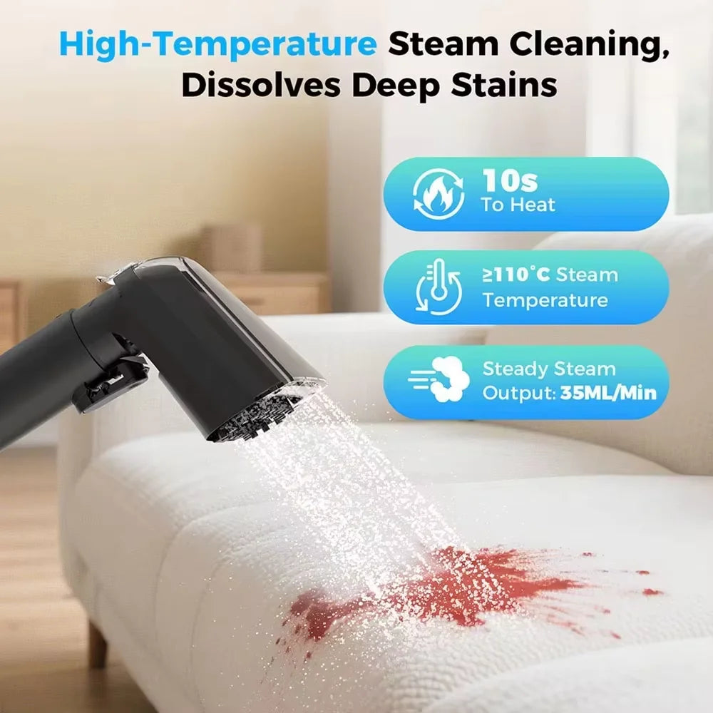 Teendow C6 MAX Powerful 3-in-1 Upholstery & Carpet Cleaner – 1650W Steam, 12000Pa Suction, Dual Tanks, Pet-Friendly Design