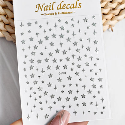 3D Metal Silver Flame Nails Stickers Gold Bronzing Stripe Lines Sliders Design Manicure French Nail Art Decoration Decal #Y2K