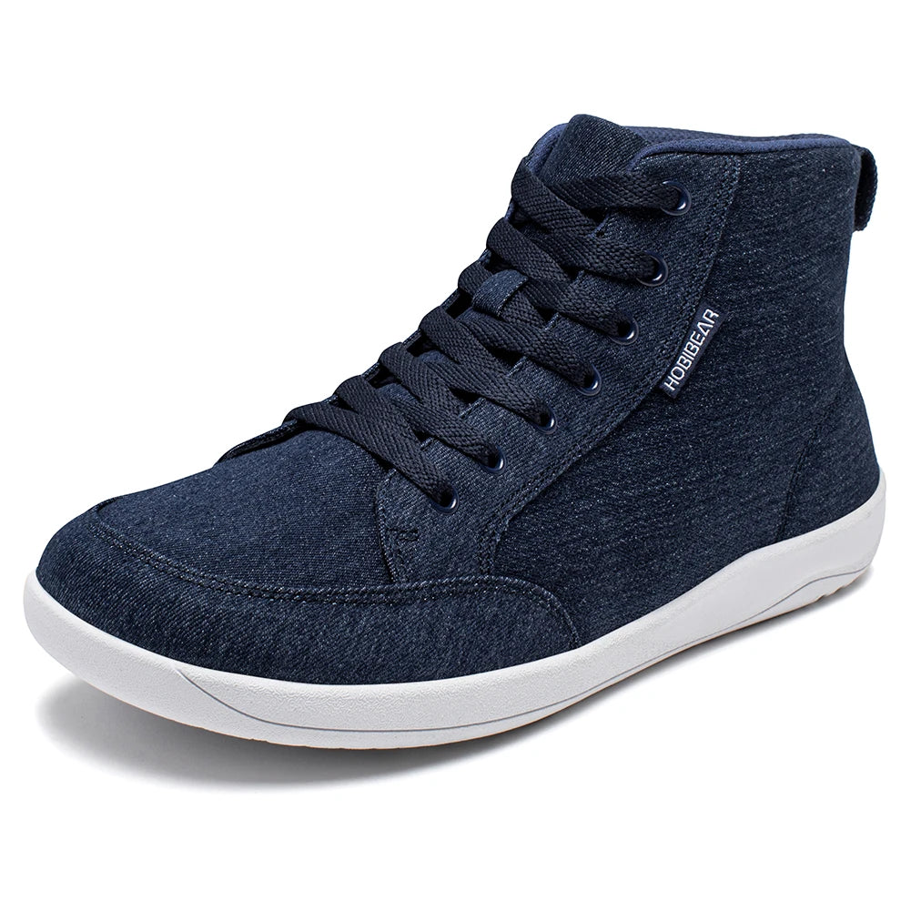 HOBIBEAR Mid-Top Barefoot Shoes Unisex Wide Toe Box Canvas Sneakes Zero Drop Lace Up Outdoor Walking Shoes