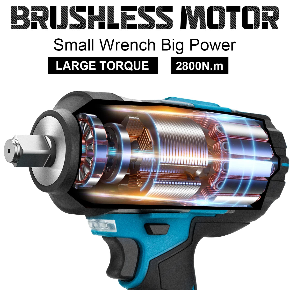 Gisam 2800N.M Brushless Electric Wrench 1/2 Inch Cordless Impact Wrench Electirc Screwdriver Drill For Makita 18V Battery Pin
