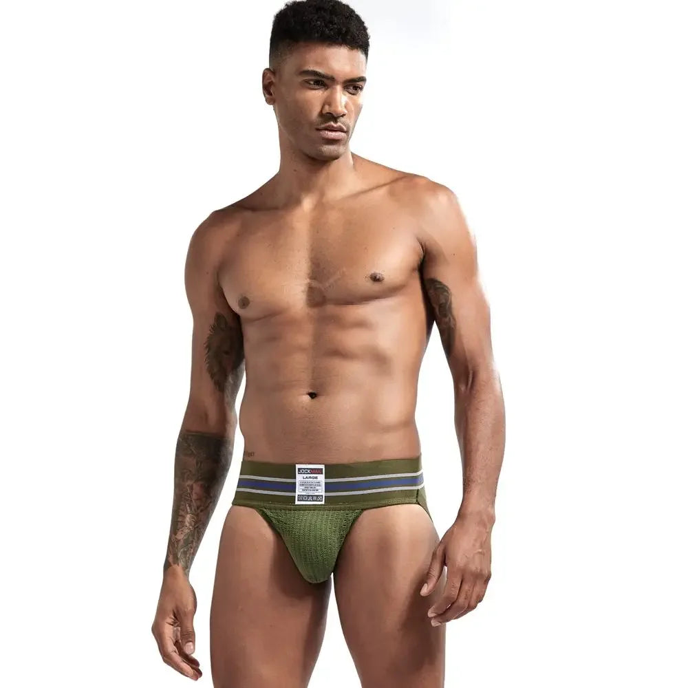JOCKMAIL Men's Underwear Men Sexy Briefs Jockstrap Pouch Cuecas Man Cotton Panties Thongs Mesh Underpants Gay Slip Homme Srting