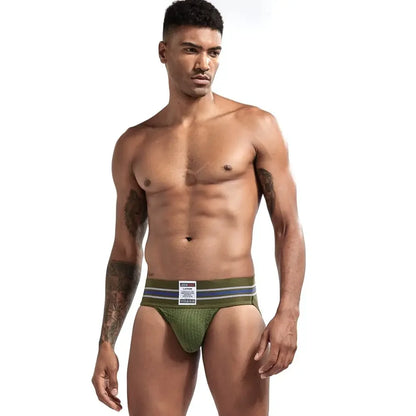 JOCKMAIL Men's Underwear Men Sexy Briefs Jockstrap Pouch Cuecas Man Cotton Panties Thongs Mesh Underpants Gay Slip Homme Srting