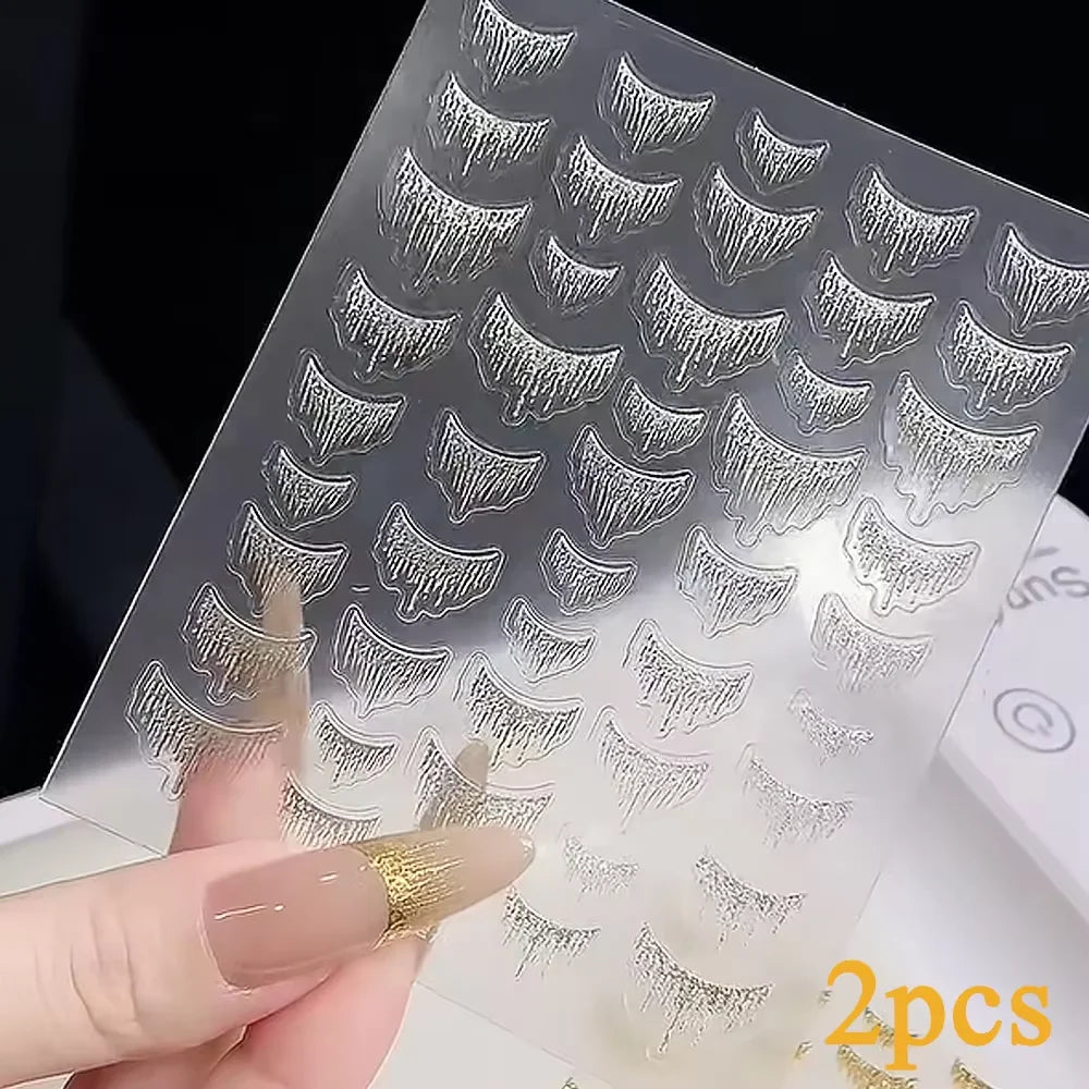 2Sheets French Gradient Line Nail Art Stickers 3D Self-Adhesive White+Black Slider Design Stencil Manicure Guides DIY Nail Decor