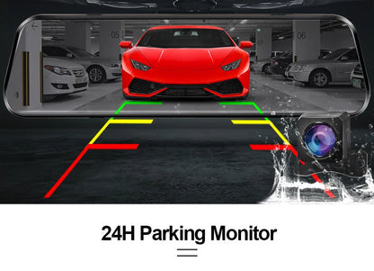 10 Inch Car DVR Car Touch Screen Video Recorder Dual 1080P Rearview Mirror Front and Rear HD Night Vision Camera Mirror