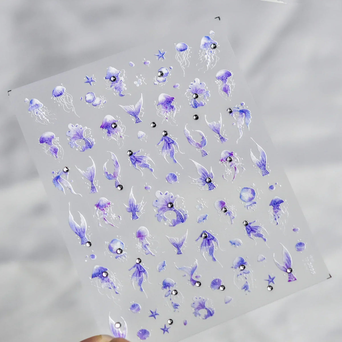 Colorful Bagful Jellyfish Bubbles Swimming Rings Rainbow Stars Ocean Starfish Self Adhesive 5D Nail Art Sticker Manicure Decal
