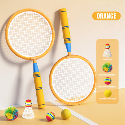 Badminton and Tennis Racket Kid 4in1 Sports Toy Hand Eye Coordination Gifts for Reflex Training Beginners Outdoors Beach