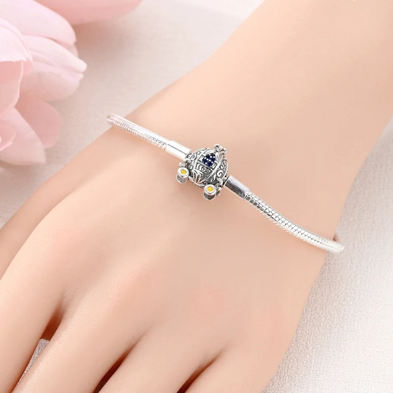 Original 925 Sterling Silver Bracelets 17-20CM Love Heart Flowers Butterfly Charms Beads Bracelet For Women Fashion Jewelry Gift