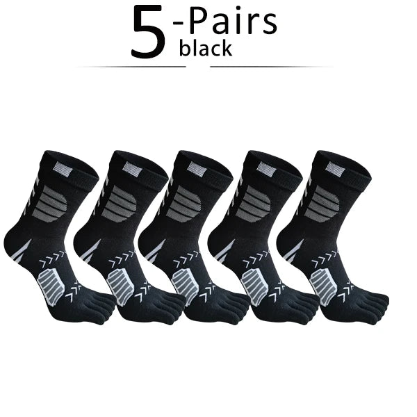 5 Pairs Sport Toe Socks Compression Pure Cotton Sweat-Absorbing Colorful Bike Marathon Fitness Outdoor Basketball 5 Finger Socks