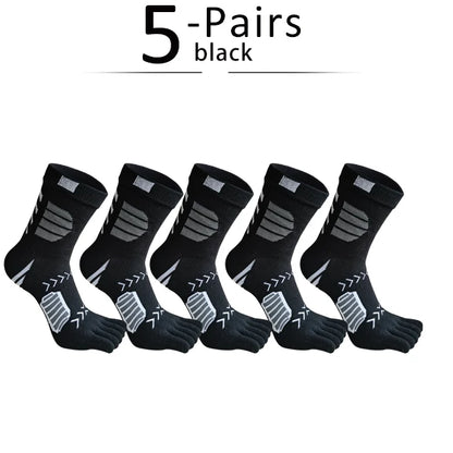 5 Pairs Sport Toe Socks Compression Pure Cotton Sweat-Absorbing Colorful Bike Marathon Fitness Outdoor Basketball 5 Finger Socks