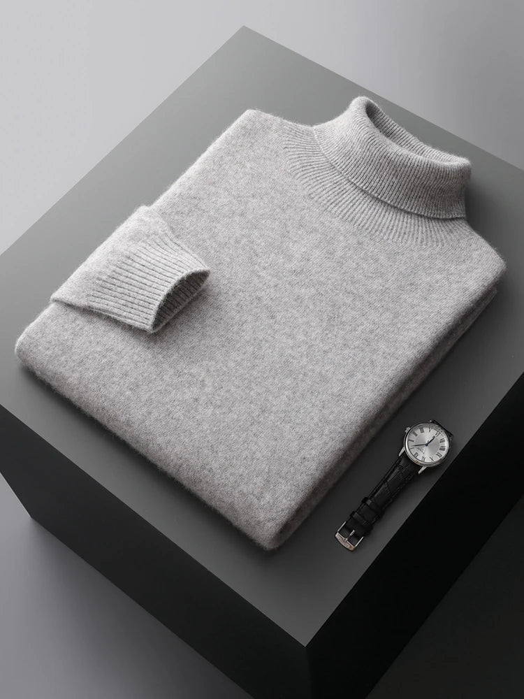 Men's Turtleneck 100% Cashmere Sweater Autumn Winter Basic Long Sleeve Pullover Cashmere Knitwear Soft Warm Comfy Clothing