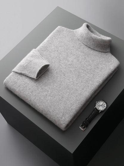 Men's Turtleneck 100% Cashmere Sweater Autumn Winter Basic Long Sleeve Pullover Cashmere Knitwear Soft Warm Comfy Clothing